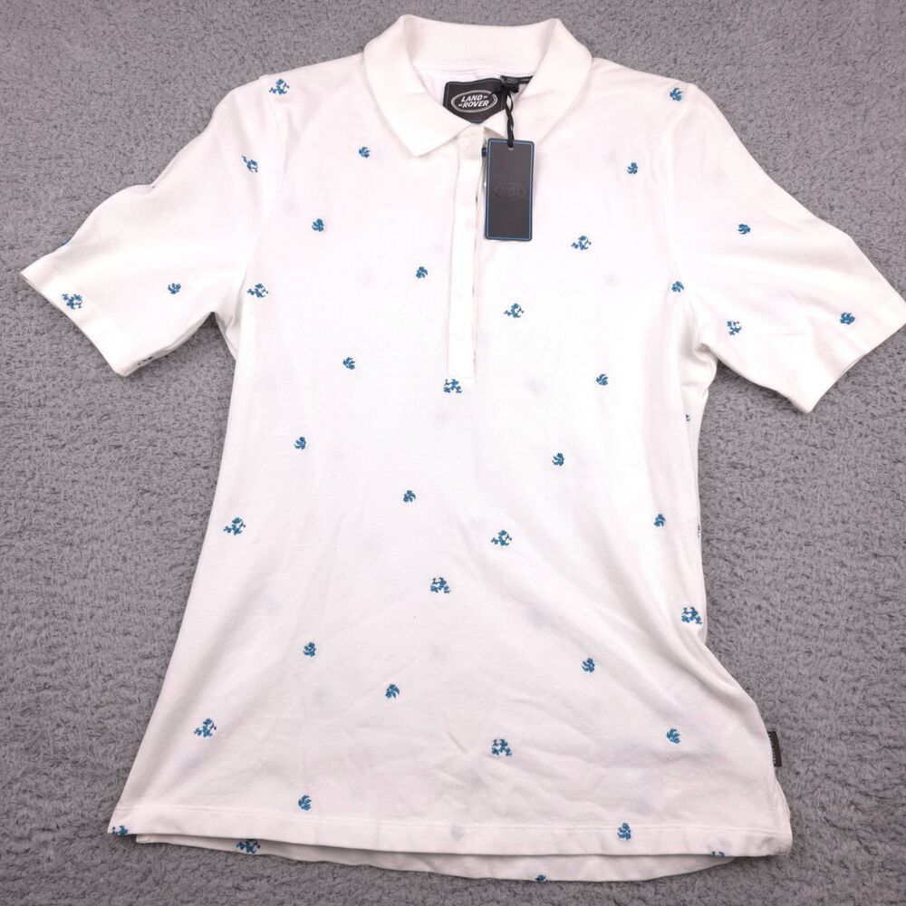 Land Rover Polo Womans Size 8 White Embroidered Short Sleeve Official